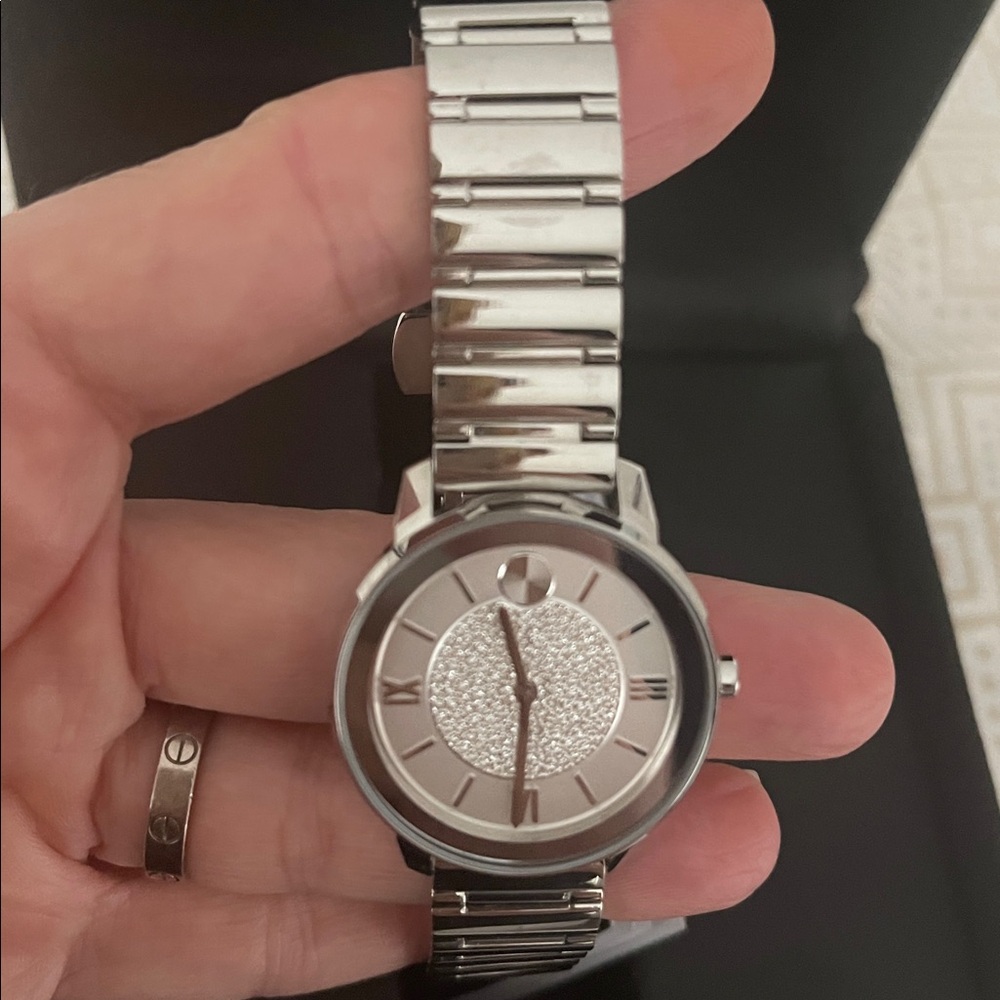 Movado Silver Timepiece with Crystal Accents - Picture 3 of 8